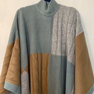 Color block poncho